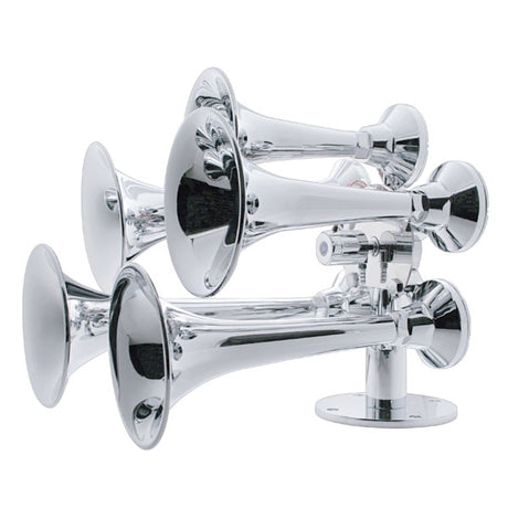 Five trumpet chrome train horns