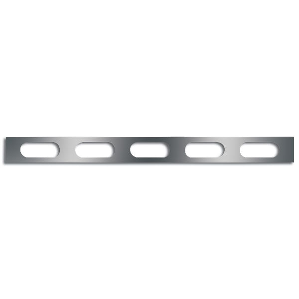 48" Stainless Steel Channel Bracket with Five Oval Light Cutouts