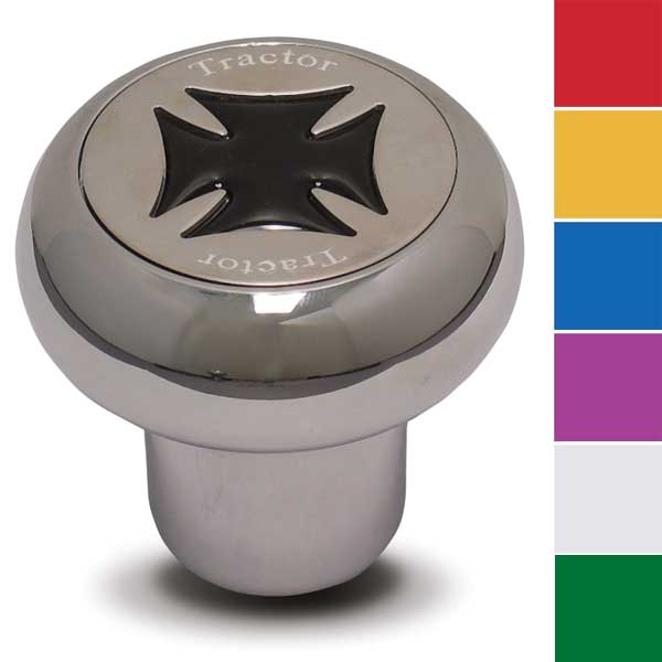 Chrome Tractor/Trailer Maltese Cross Air Valve Knob - Thread On