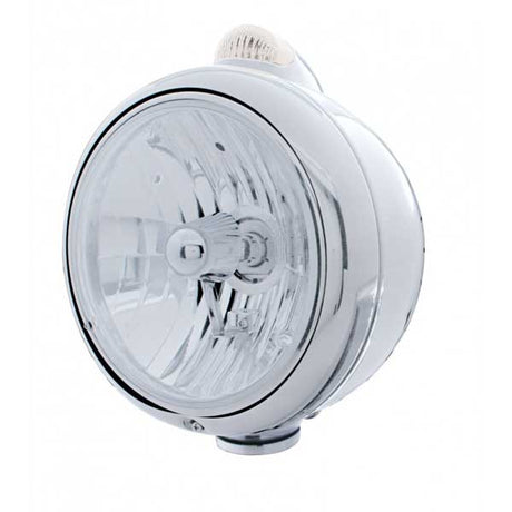 7" Round stainless steel H4 guide headlight with amber/clear turn signal