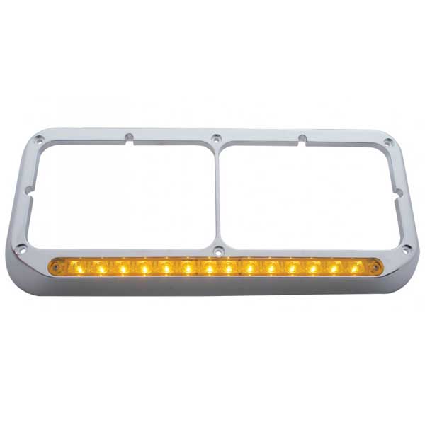 Chrome Dual Headlight Bezel Amber/Amber 14 LED
