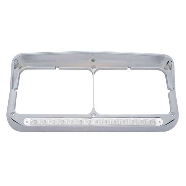 Rectangular Dual Headlight Bezel 19 White LED Lights