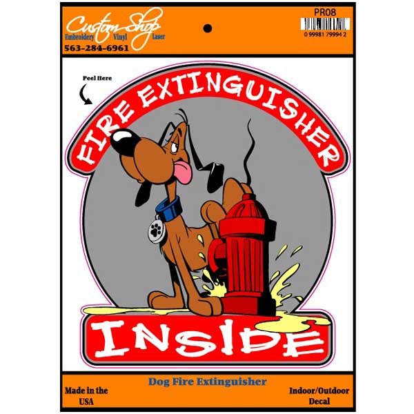 Dog Fire Extinguisher Inside Vinyl Decal