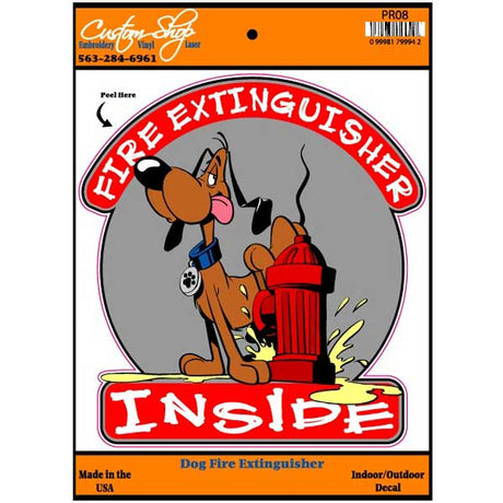 Dog fire extinguisher inside vinyl decal