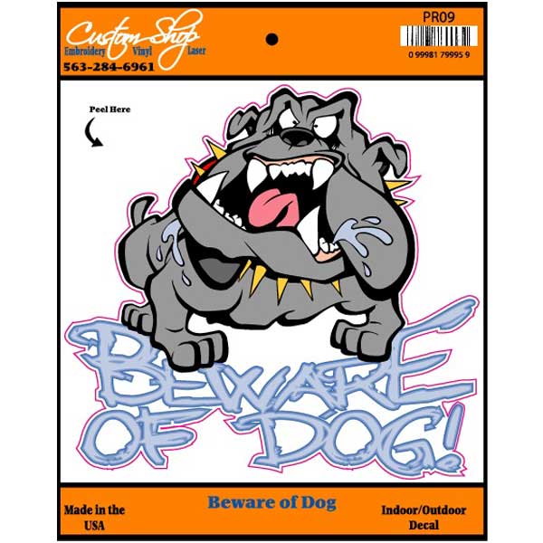 Beware Of Dog Vinyl Decal