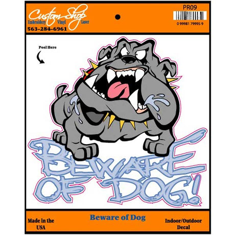 Beware of dog vinyl decal