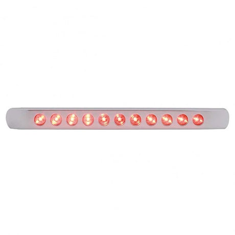 Close-up of 17" Red 11 LED stop, turn and tail light bar with bezel