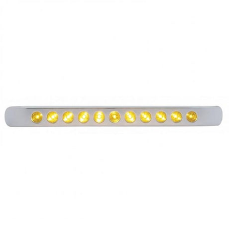Close-up of 17" Amber 11 LED turn signal light bar with bezel