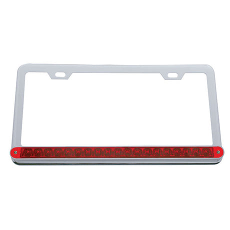 Close-up of LED license frame