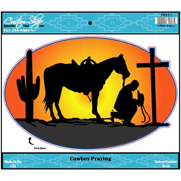 Cowboy Praying Decal