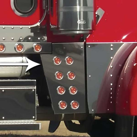 Peterbilt wide cowl extension with 2" LED and bezels for semi trucks