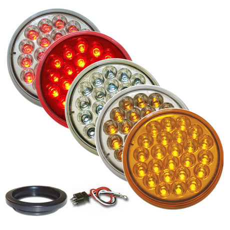 4" Round pearl LED light with grommet and pigtail