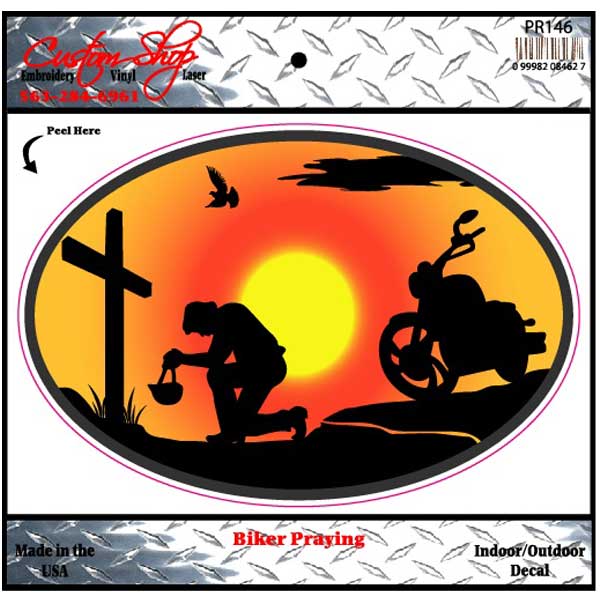 Biker Praying Decal