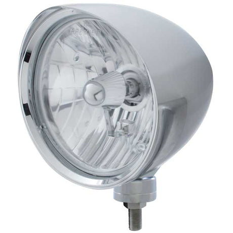 Chrome chopper H4 headlight with smooth visor