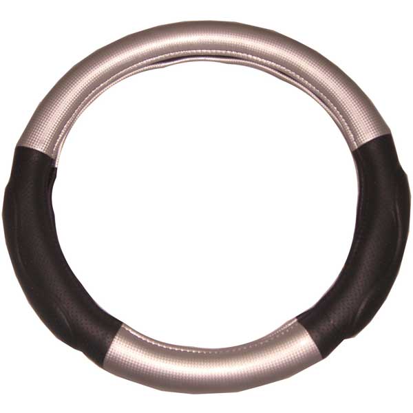 Deluxe Silver Raised Grip Steering Wheel Cover 18"