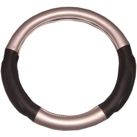Deluxe silver raised Grip steering wheel cover 18"