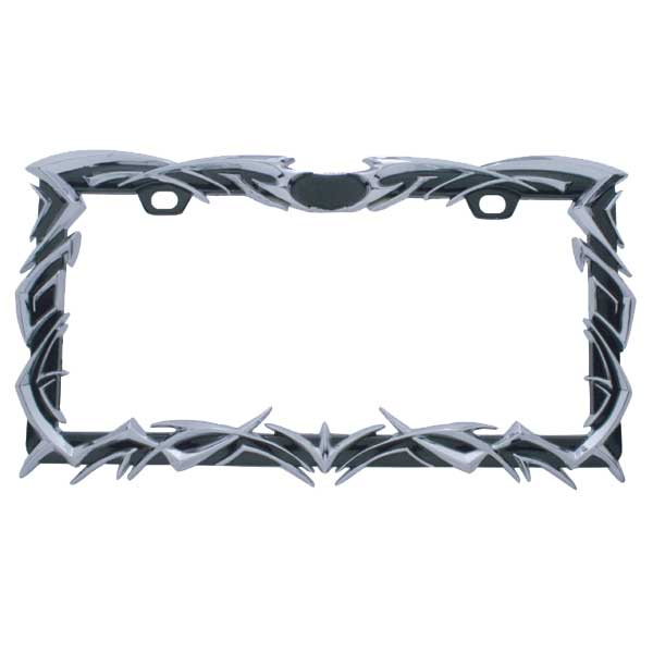 Chrome Tribal Flame License Plate Frame