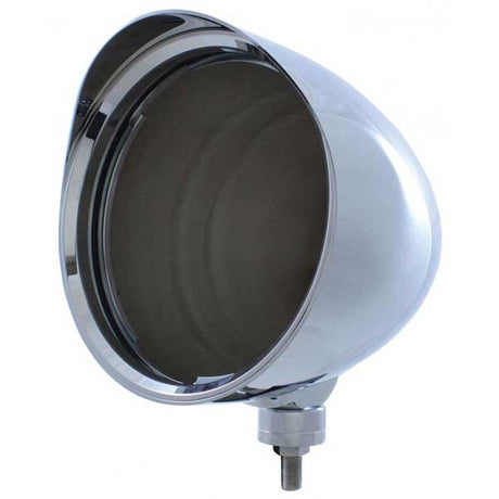 Chrome chopper headlight housing with smooth visor