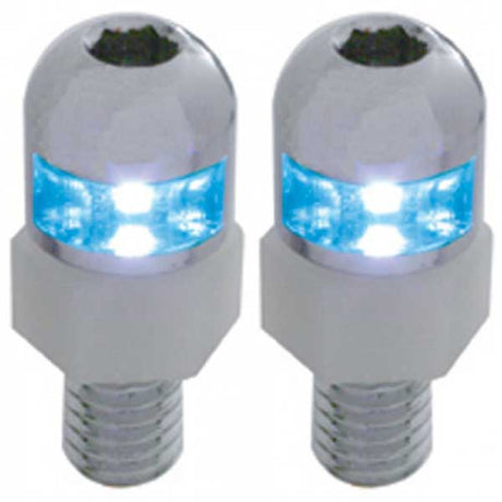 LED license fasteners, close-up