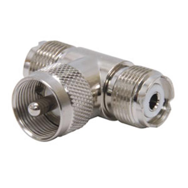 "T" Coax PL-259 to Double SO-239 Connector
