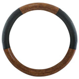 Wood Grain Steering Wheel Cover Black Grips 18"