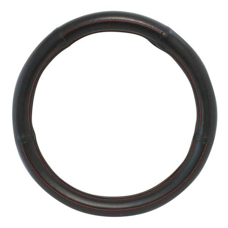 Heavy duty black and red steering wheel cover 18"