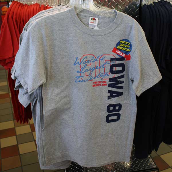 World's Largest Truckstop Gray Globe T-shirt
