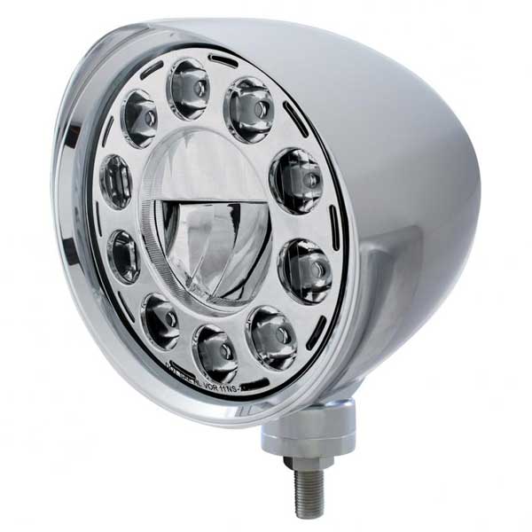 Chrome 7" Chopper LED Headlight with Smooth Visor