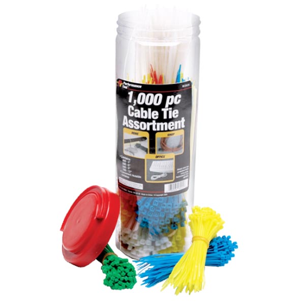 1000-Piece Color Coded Cable Tie Assortment Set