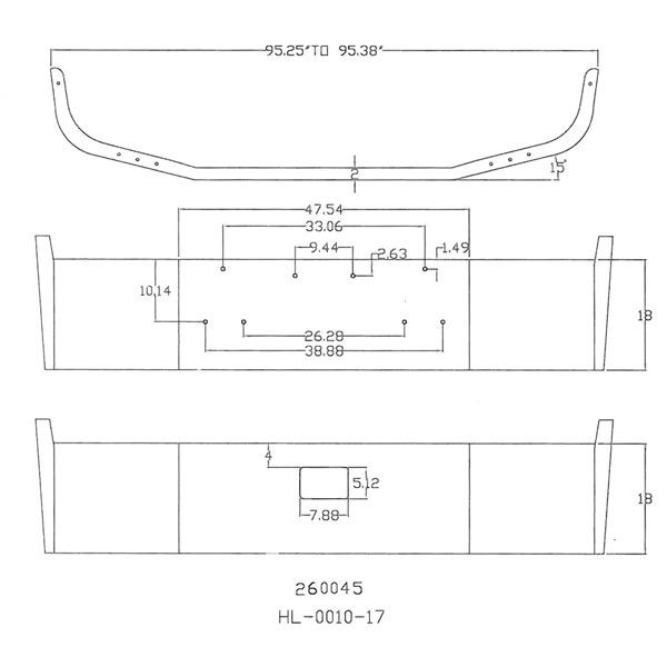 Peterbilt 385 Conv SBFA 18" Set Back Chrome Bumper