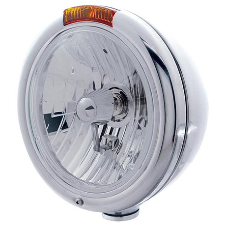 Stainless crystal H4 headlight w/amber turn signal