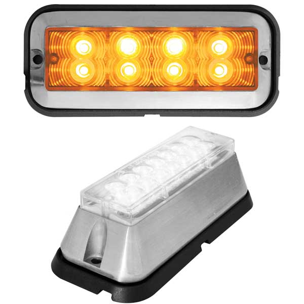 4" Amber 8 LED Rectangular Strobe Light