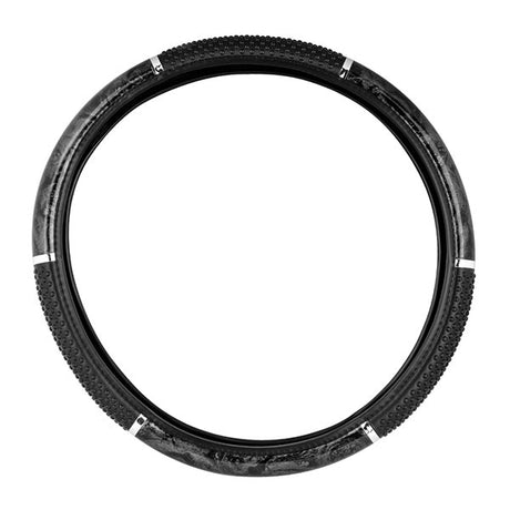Black wood steering wheel cover black grips 18"