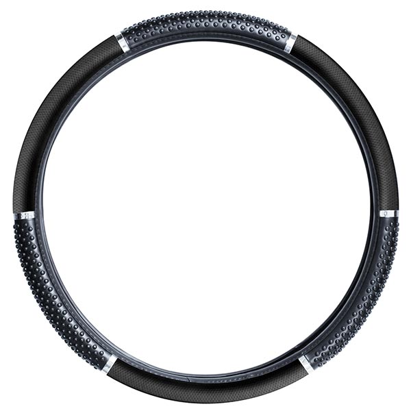 Black Matte Steering Wheel Cover Black Grips 18"