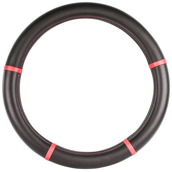 Black with Red Trim Steering Wheel Cover 18"