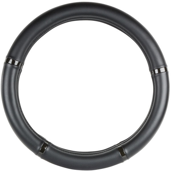 Black Carbon Fiber Steering Wheel Cover 18"