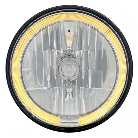 7" Crystal headlight with amber LED halo ring