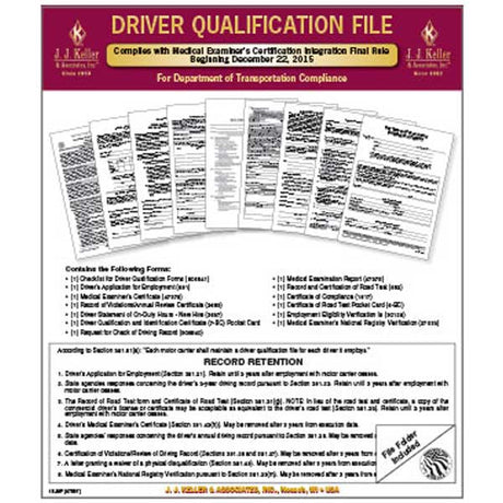Complete driver qualification file packet