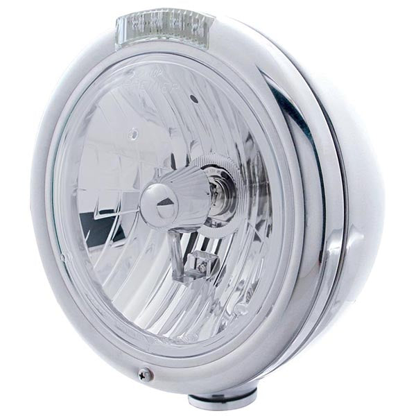 Peterbilt SS Headlight with H4 Bulb and Amber LEDs with Clear Lens