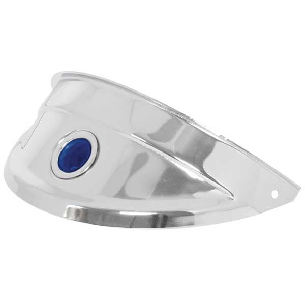 7" Chrome Headlight Visor with Blue Dot