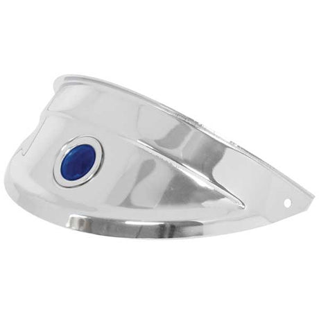7" Chrome headlight visor with blue Dot