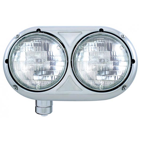 Peterbilt 359 Stainless Steel Dual Headlight with Halogen H4 Bulb