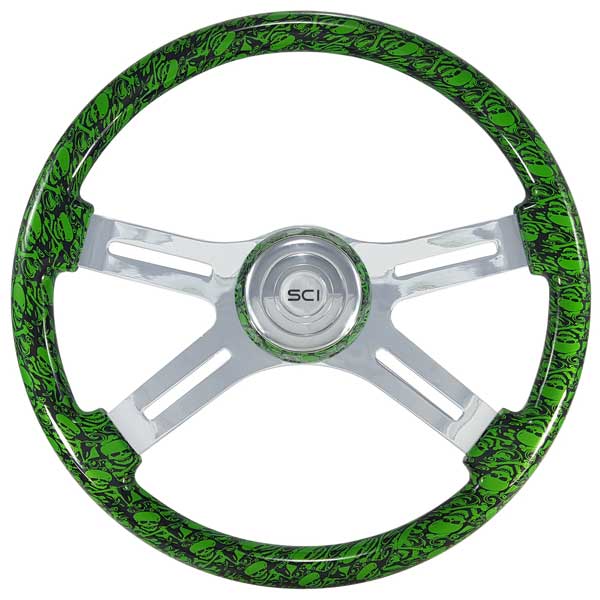 18" Small Skull Print 4 Spoke Steering Wheel