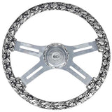 18" Small Skull Print 4 Spoke Steering Wheel