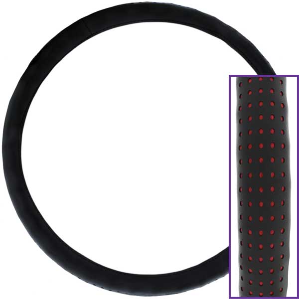 Perforated Leather Steering Wheel Cover 18"