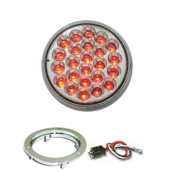 4" Round Pearl LED Light with Chrome Bezel & Pigtail