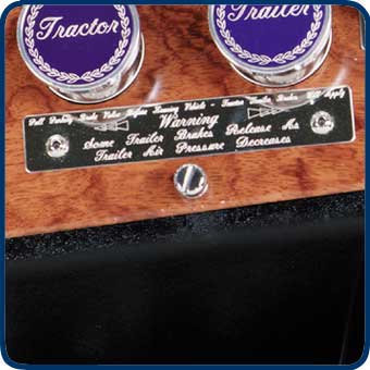 Peterbilt stainless steel engine start plate for semi trucks