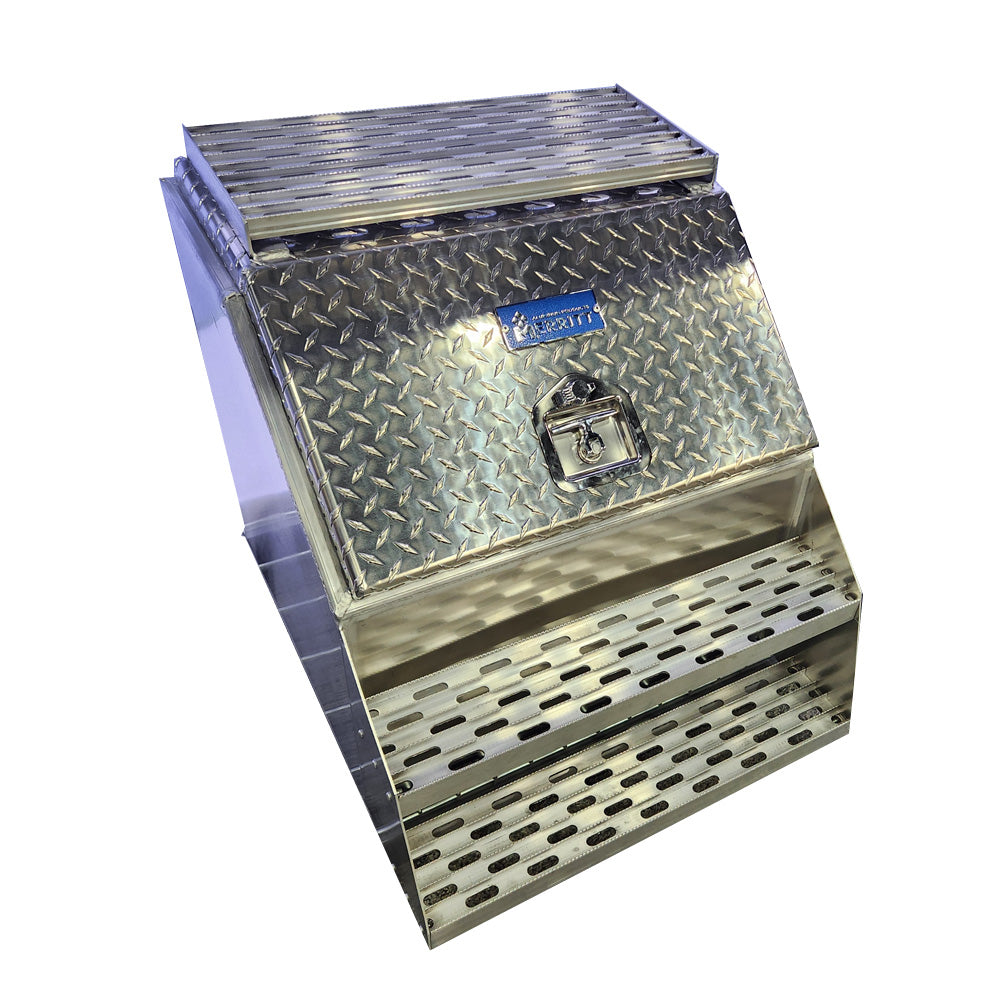 12"L Top Opening Aluminum Step Box with Diamond Plated Lid