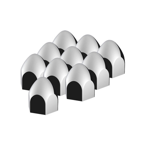 Chrome plastic bullet nut cover 3/4" X 1-3/8" - push-on (10-Pack)