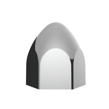 Chrome plastic bullet nut cover 3/4" X 1-3/8" - push-on (10-Pack), close-up